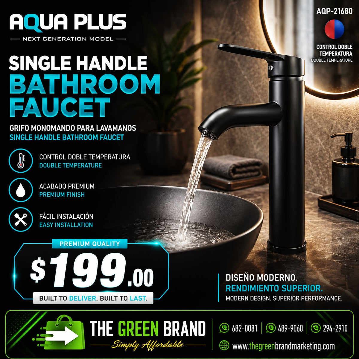 Aqua Plus handled Single Handle Bathroom Faucet