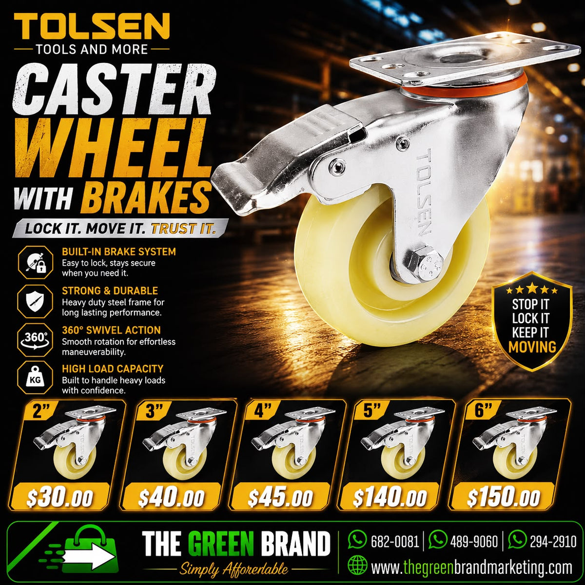 INCH SWIVEL CASTER WITH BRAKE