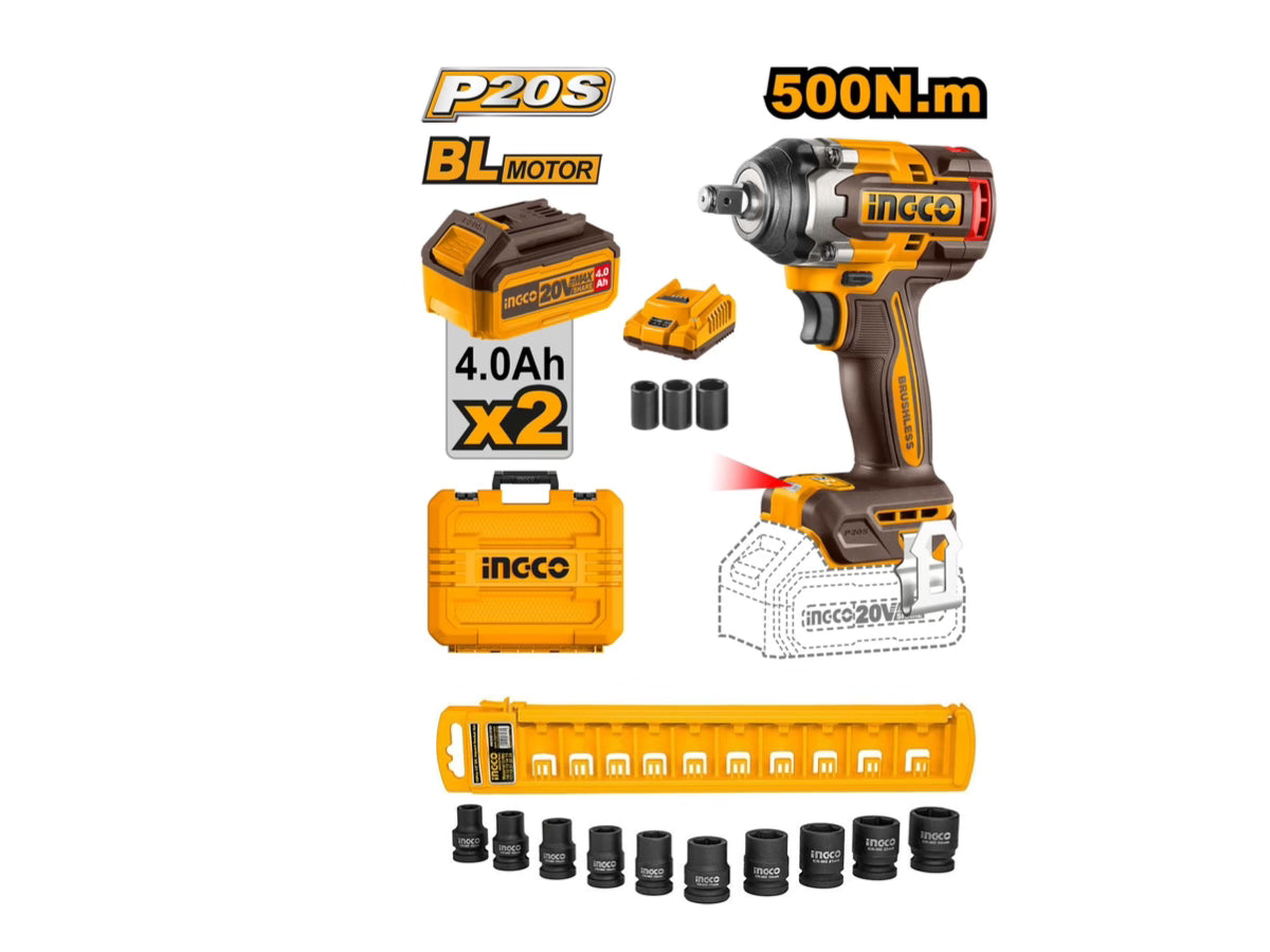 Ingco 500nm impact wrench combo
