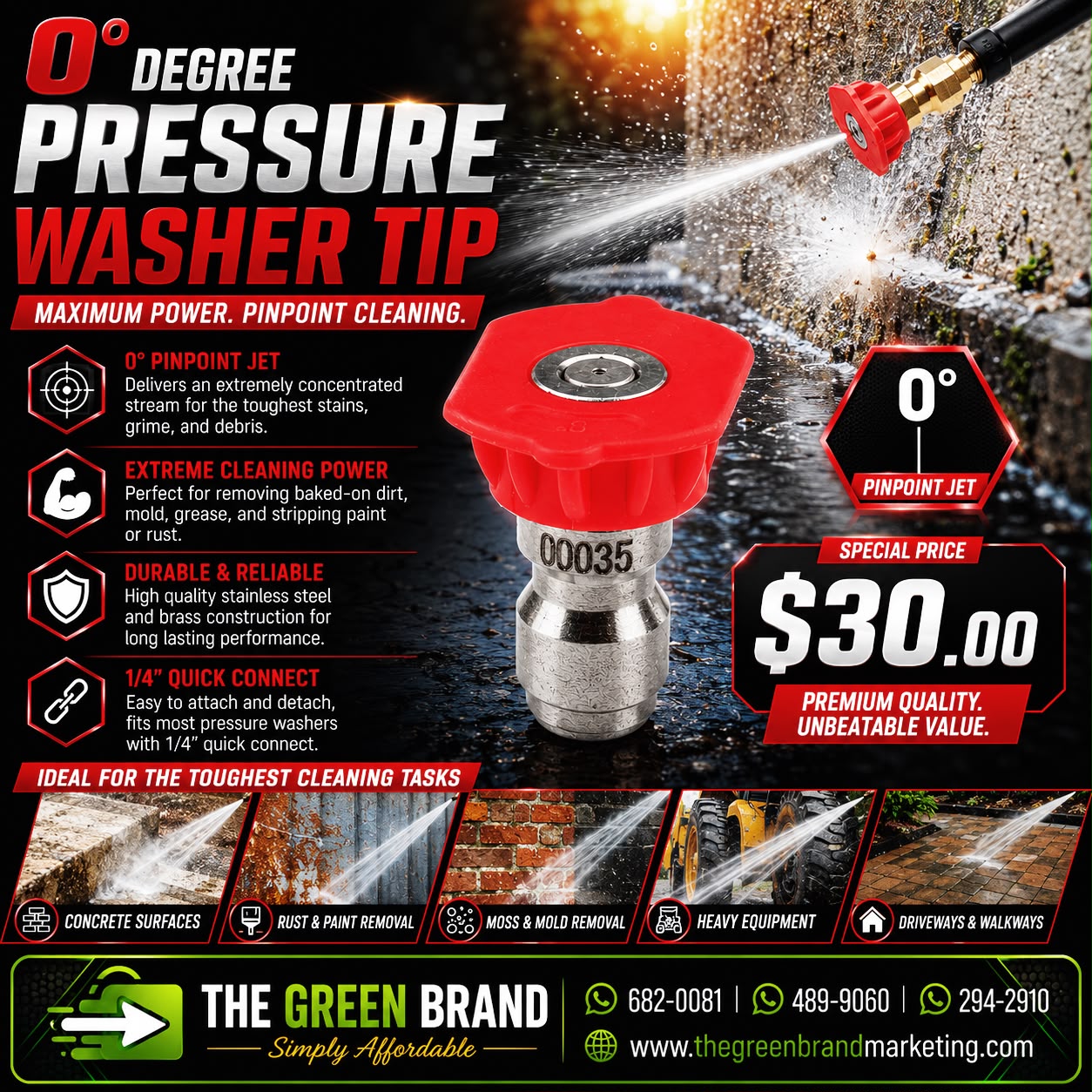 0 Degree Pressure washer tip