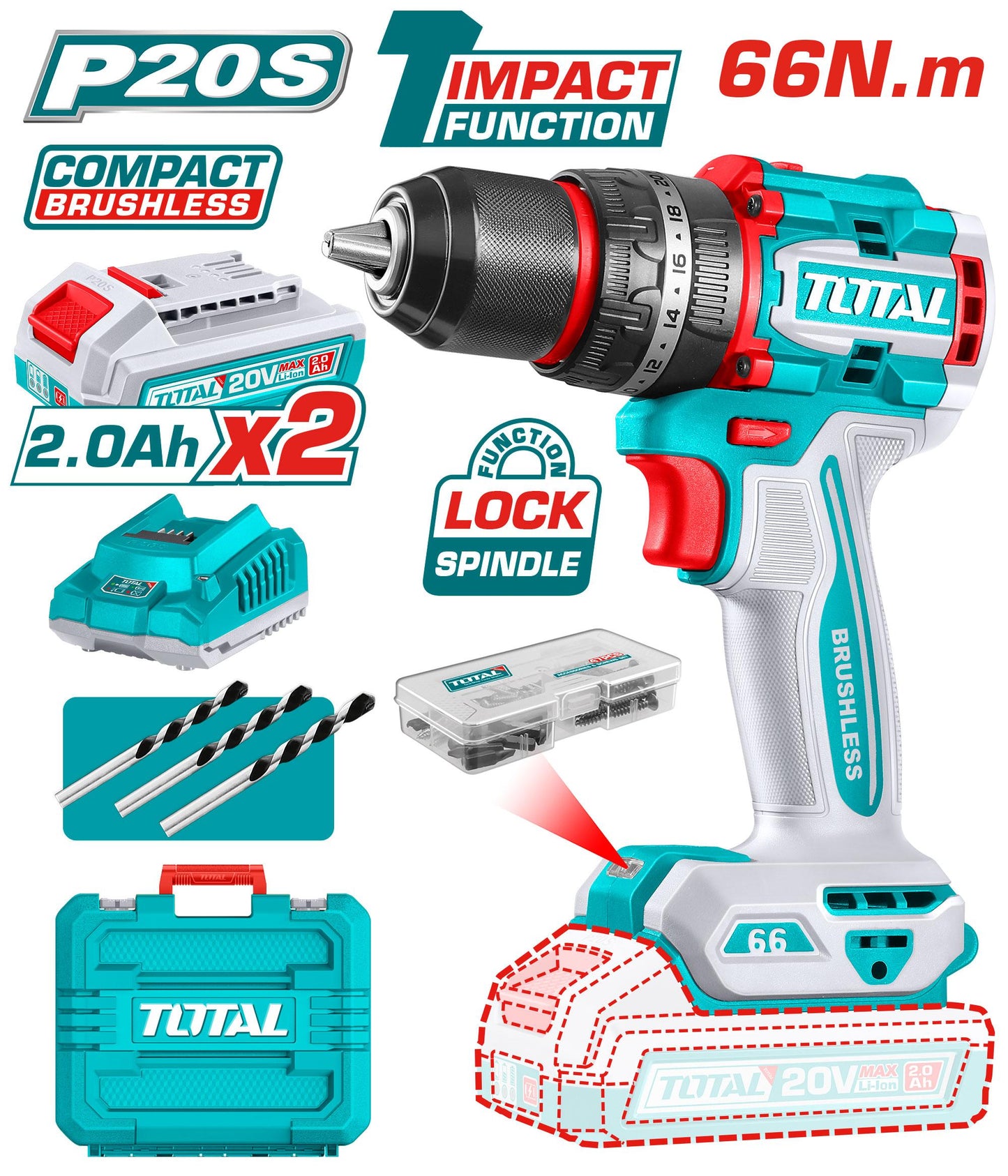 Total compact brushless impact t wrench