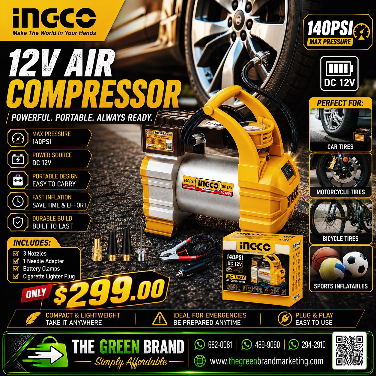 Ingco 12V Auto Air Compressor
