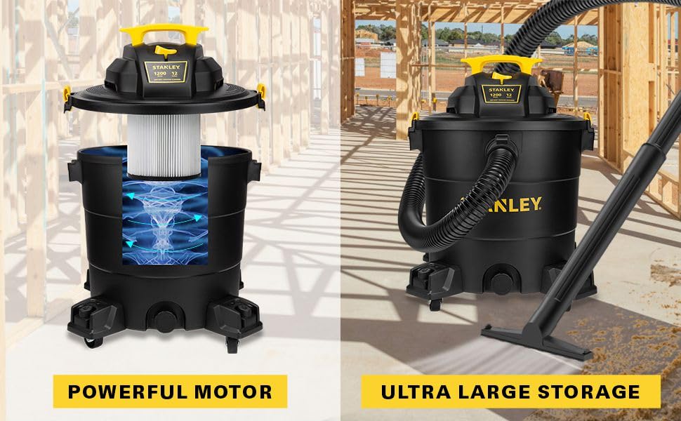 Stanley 12 Gallon 5.5 Peak HP 3 In 1 Wet Dry Vacuum Cleaner SL18199P