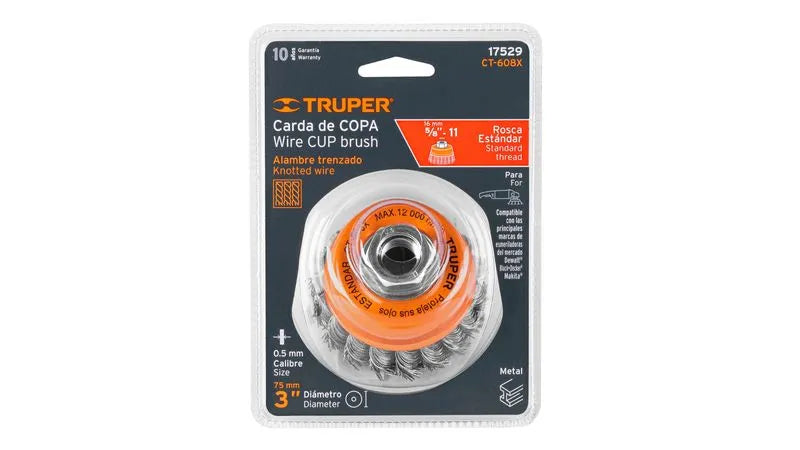 Truper cup brush twisted 3"