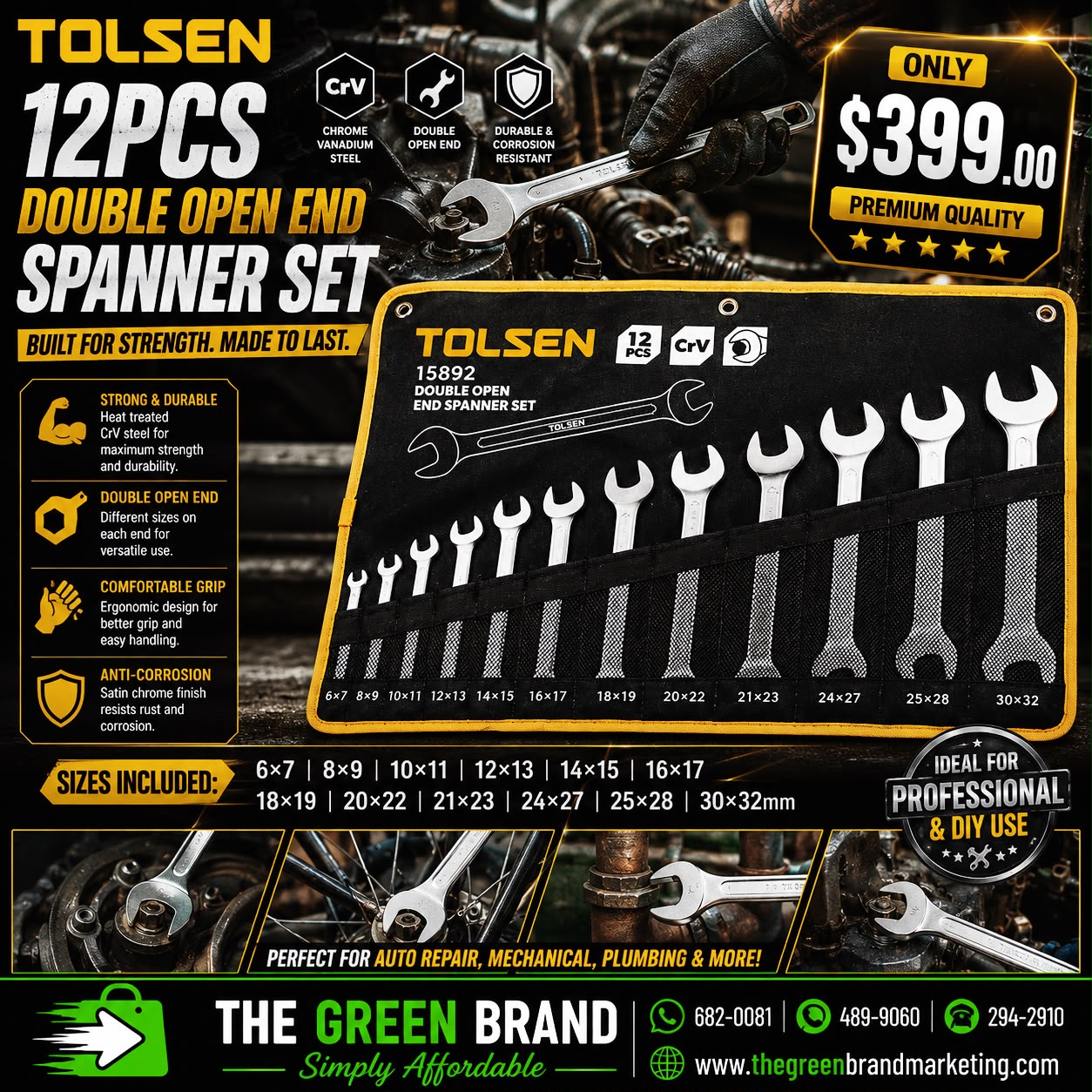 Tolsen 12 Pc  spanner set 6— 22mm