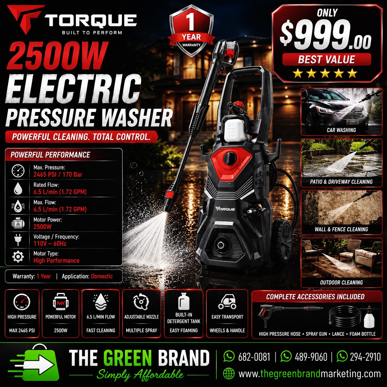 Torque 2500w Pressure Washer
