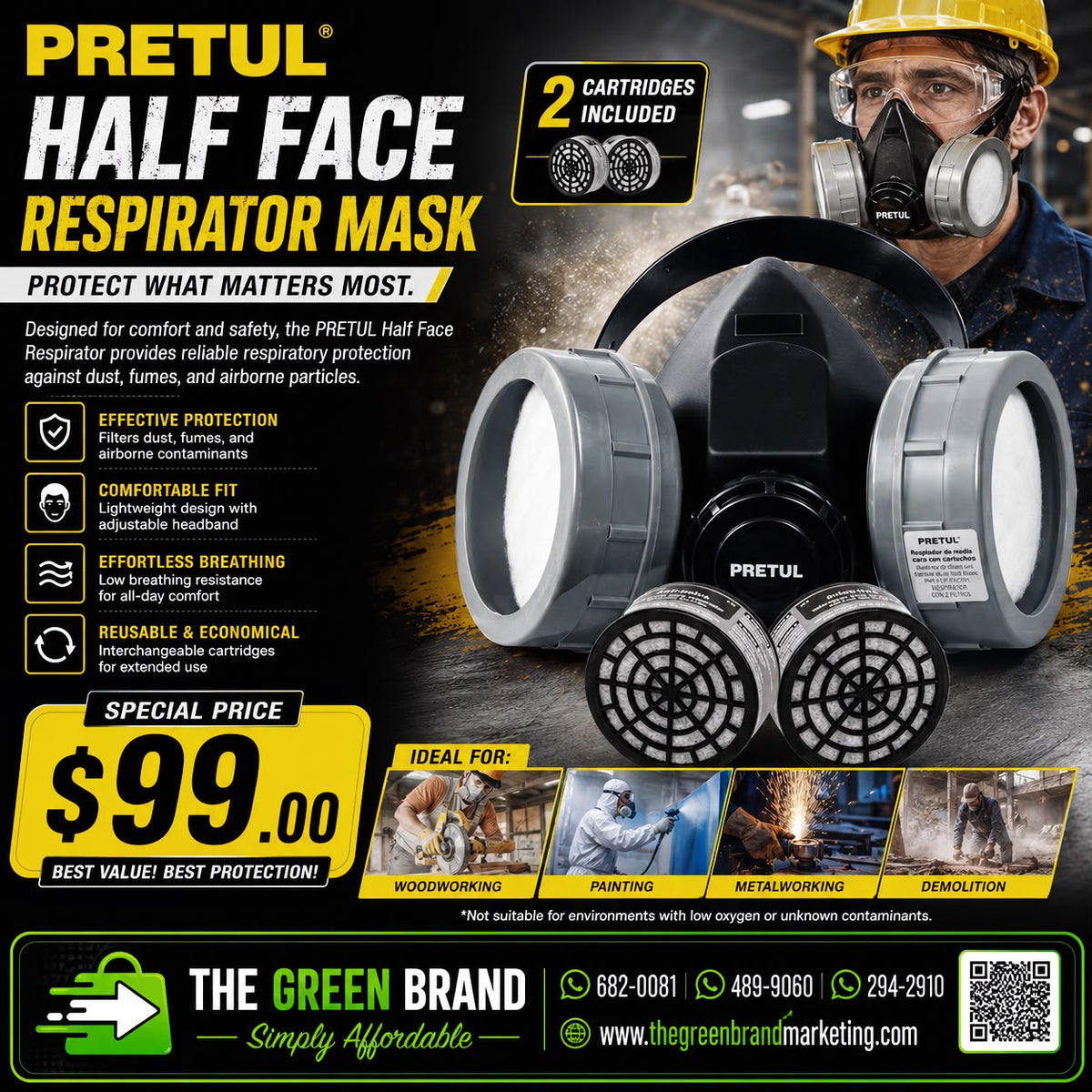 Pretul half face respirator