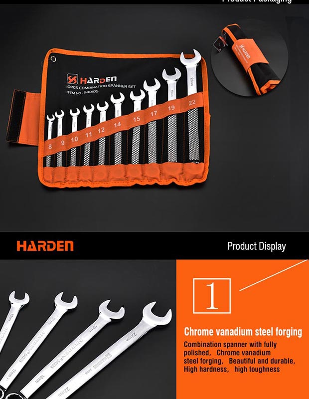 Harden 10 pc combination spanner