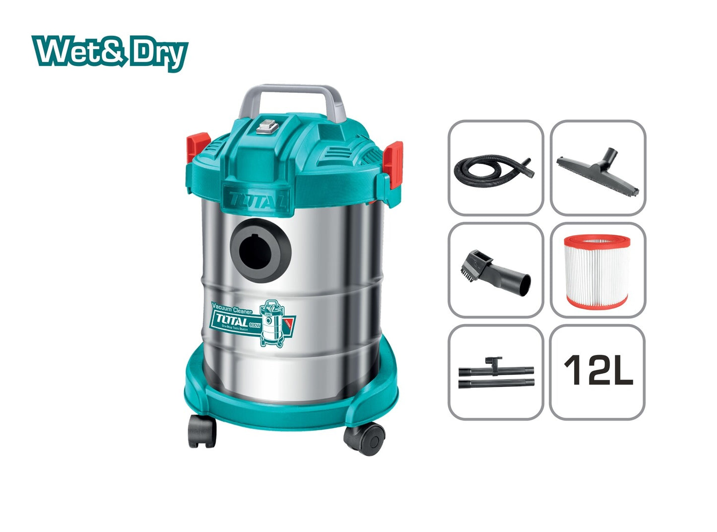 Total 800W 12L wet/dry Vacuum