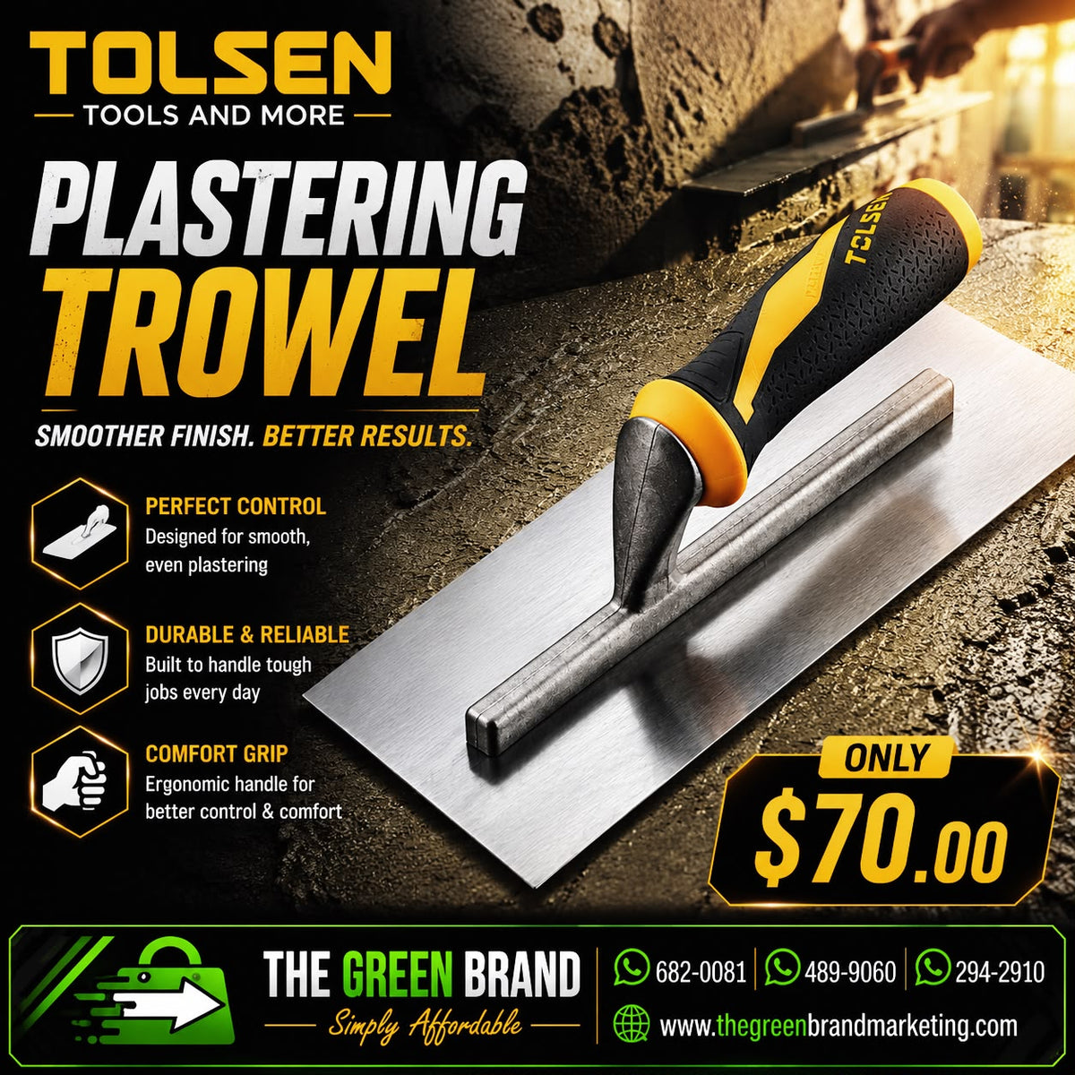 TOLSEN PLASTERING TROWEL WITH OUT TEETH