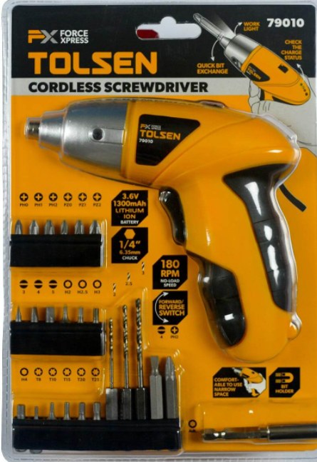 Tolsen cordless screwdriver set