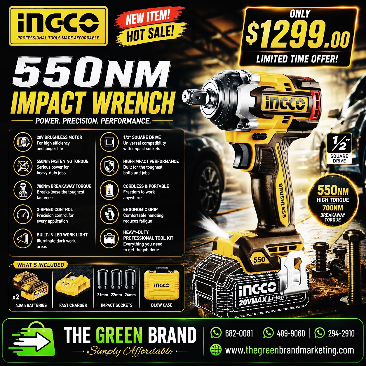 Ingco 550nm Impact Wrench