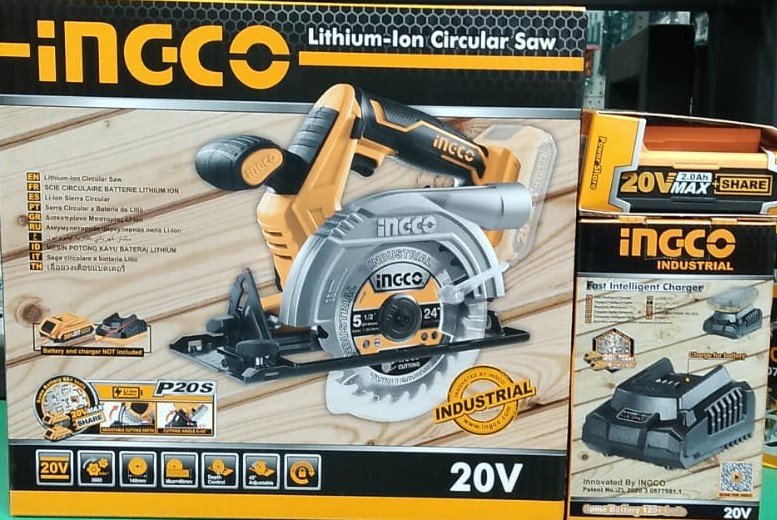 Ingco 20V Cordless circular saw with battery and charger