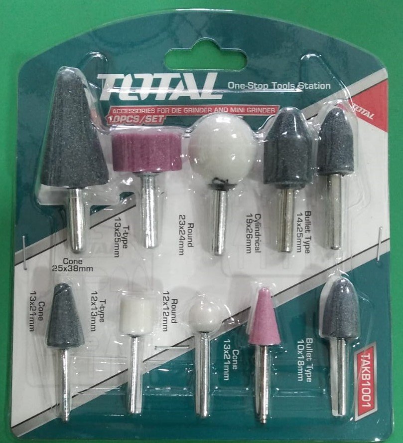 Total 10 pc die grinder and mini grinder accessory set