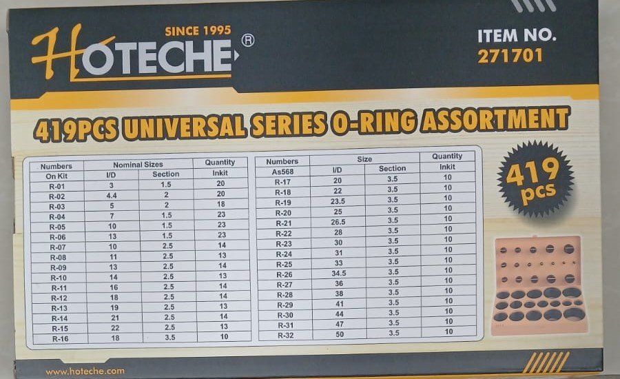 Hoteche METRIC 419pc universal series 0-ring assortment