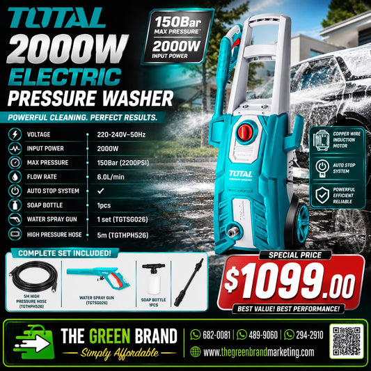 Total 2000w Pressure Washer (2320 PSI)