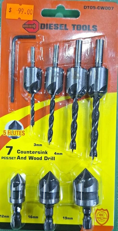 Diesel tools 7 piece counter sink and wood drill bit set