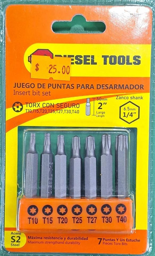 Diesel Tools 7 Piece Torx 1/4 inch insert bit set