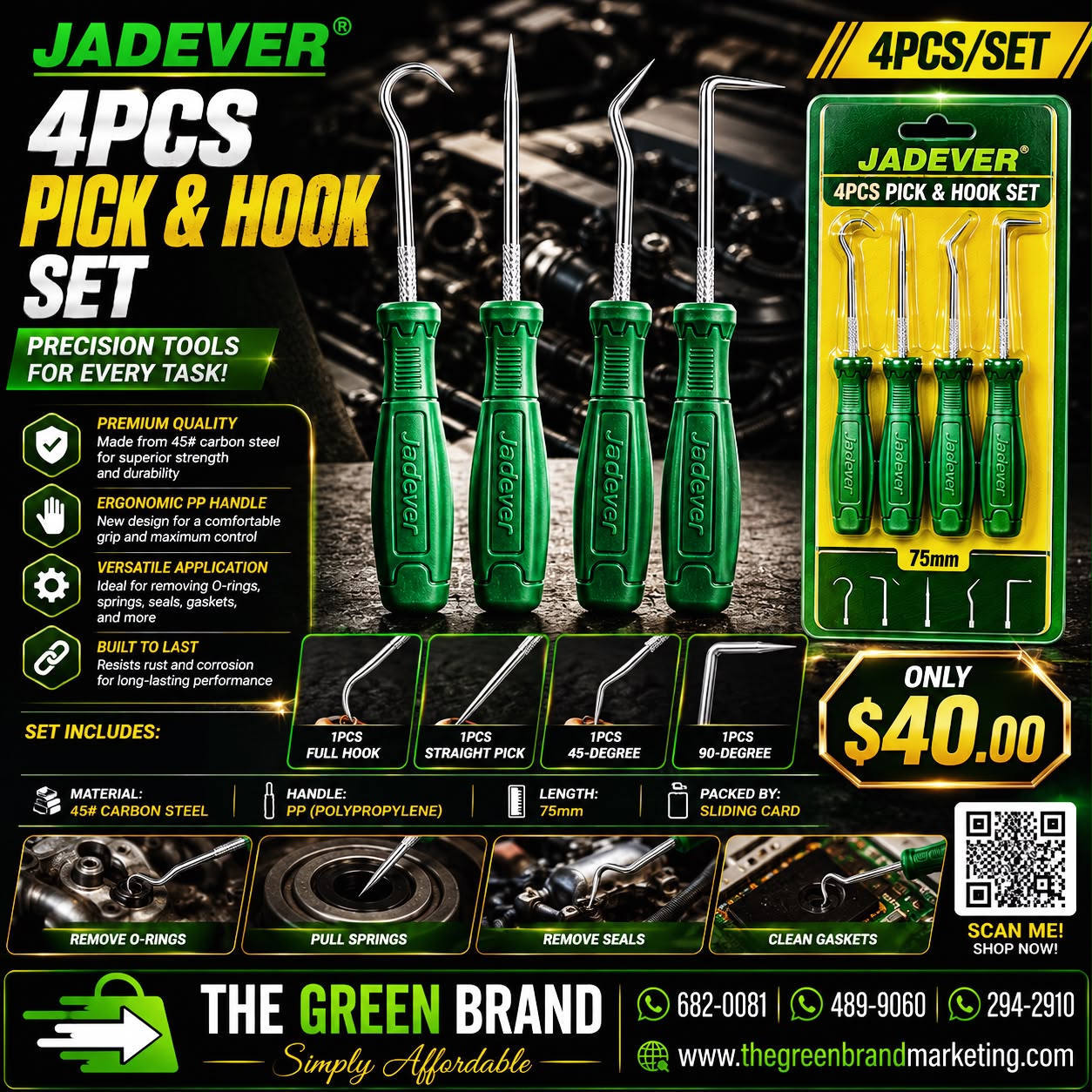 JADEVER 4PCS PICK & HOOK SET