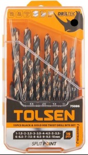 Tolsen 19 PC HSS Black  and gold drill bit set