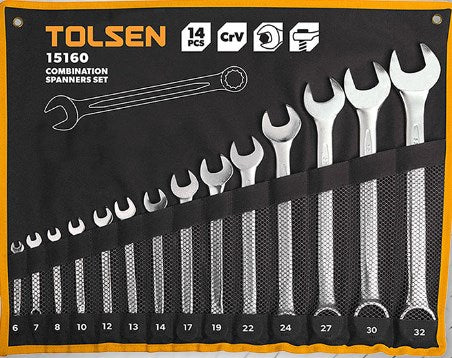 Tolsen 14 PC combination spanner  set 6mm to 32mm