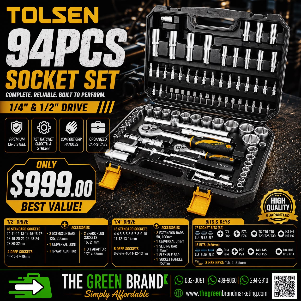 Tolsen 94 Piece socket set