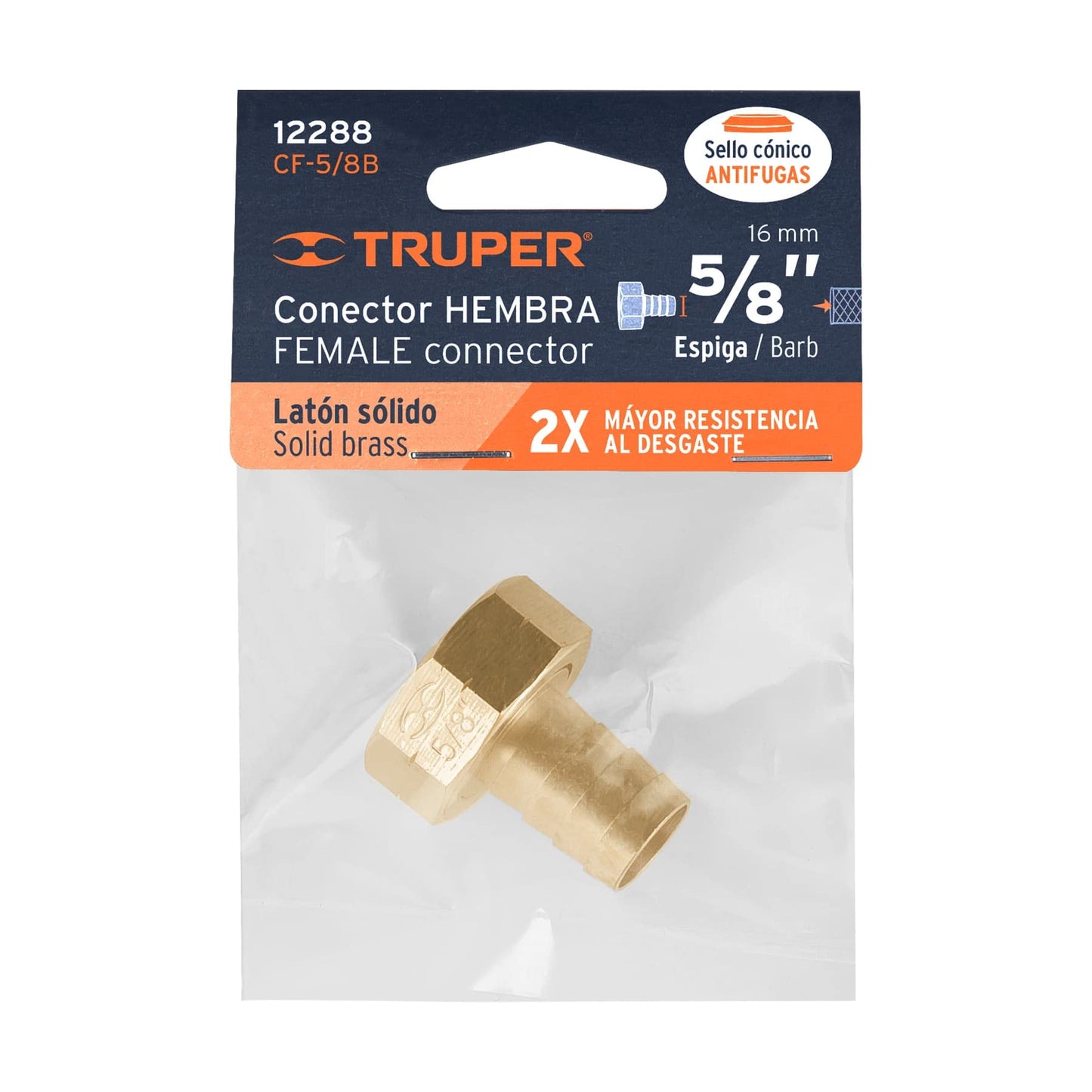 Truper Female Garden Hose Connectors Brass 5/8"