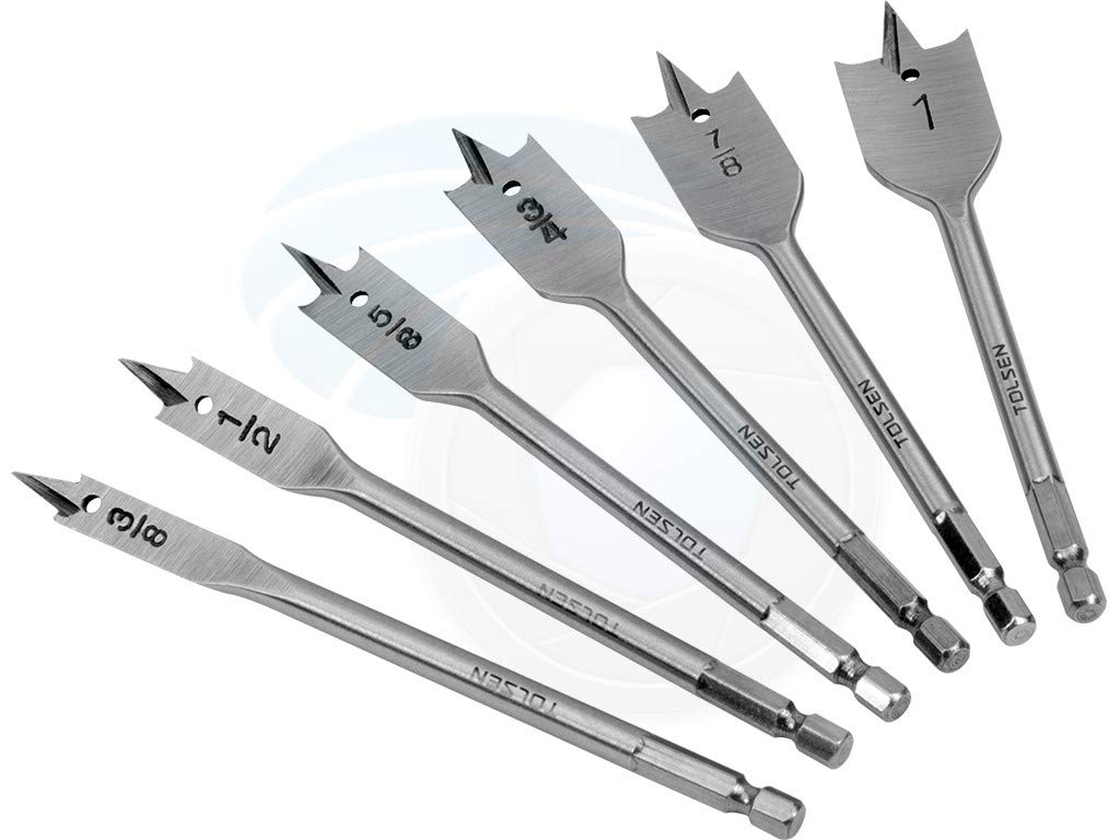 Tolsen 6-piece flat wood spade bit set