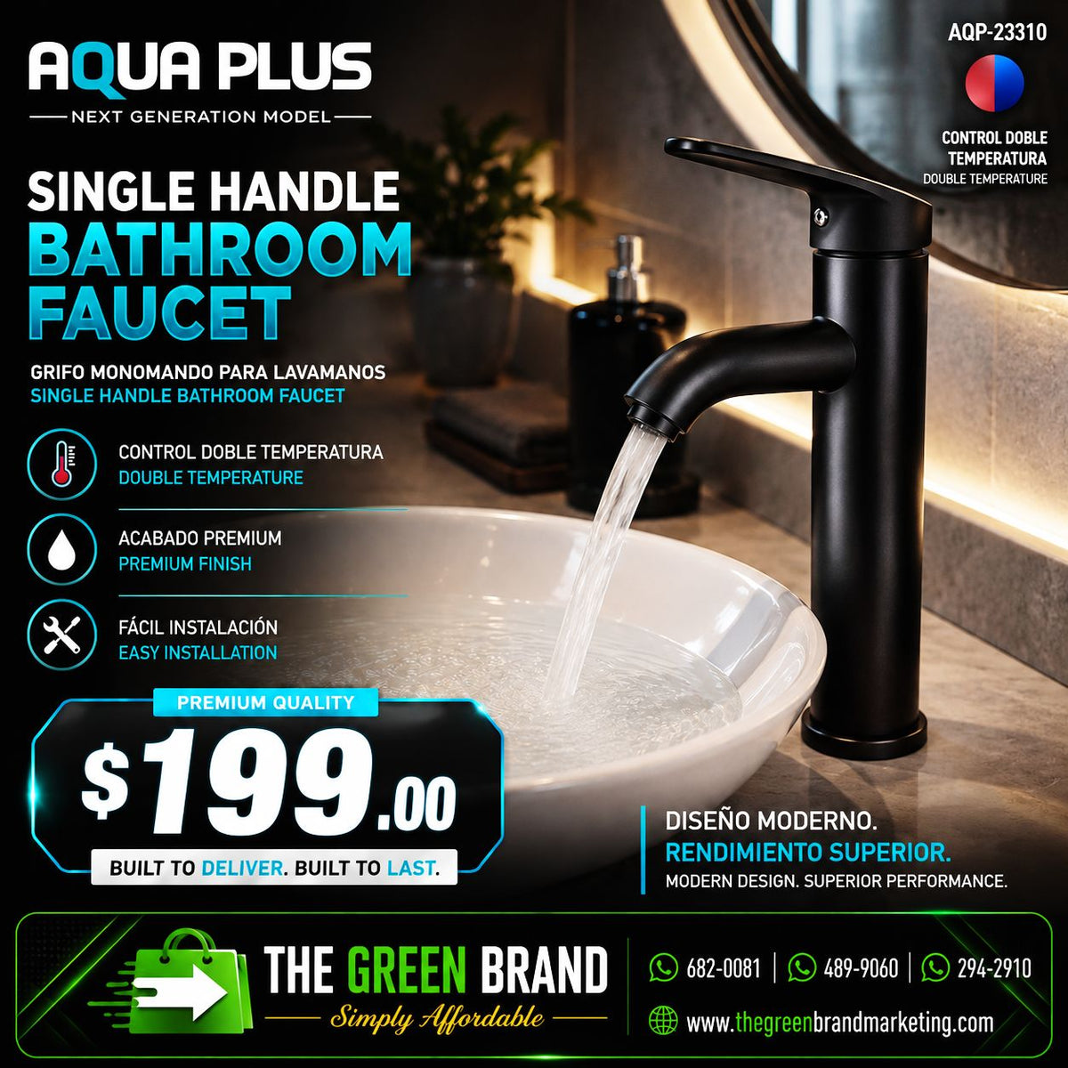 Aqua Plus Single Handle Bathroom Faucet