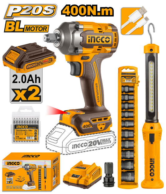 ingco 400nm impact wrench combo 2 pc kit