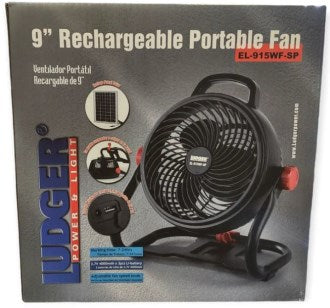 Ludger 9-inch fan rechargeable with solar panel