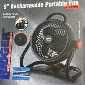 Ludger 9-inch rechargeable movable fan