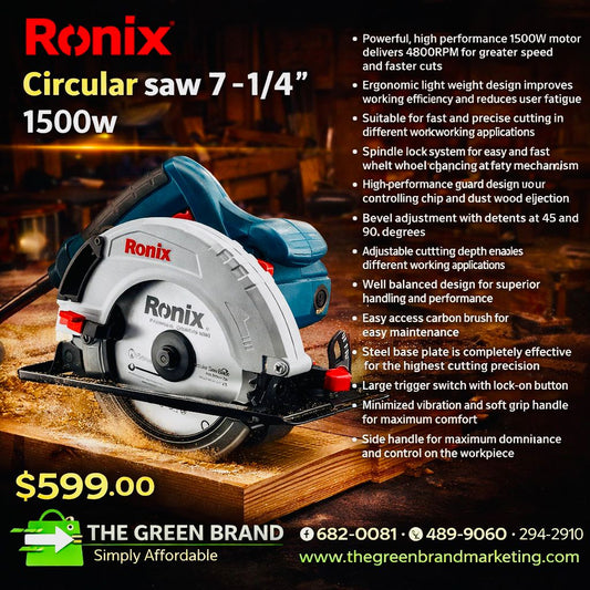 Ronix Circular saw 7 - 1/4" 1500w