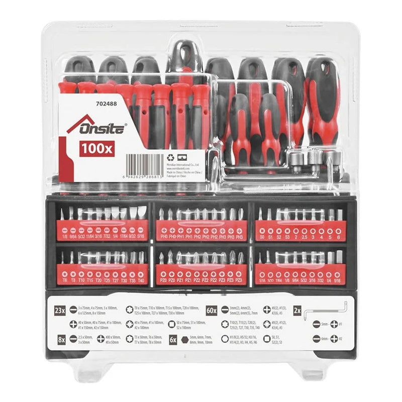 Onsite Screwdriver & Bit Set 100 Pieces Tactix