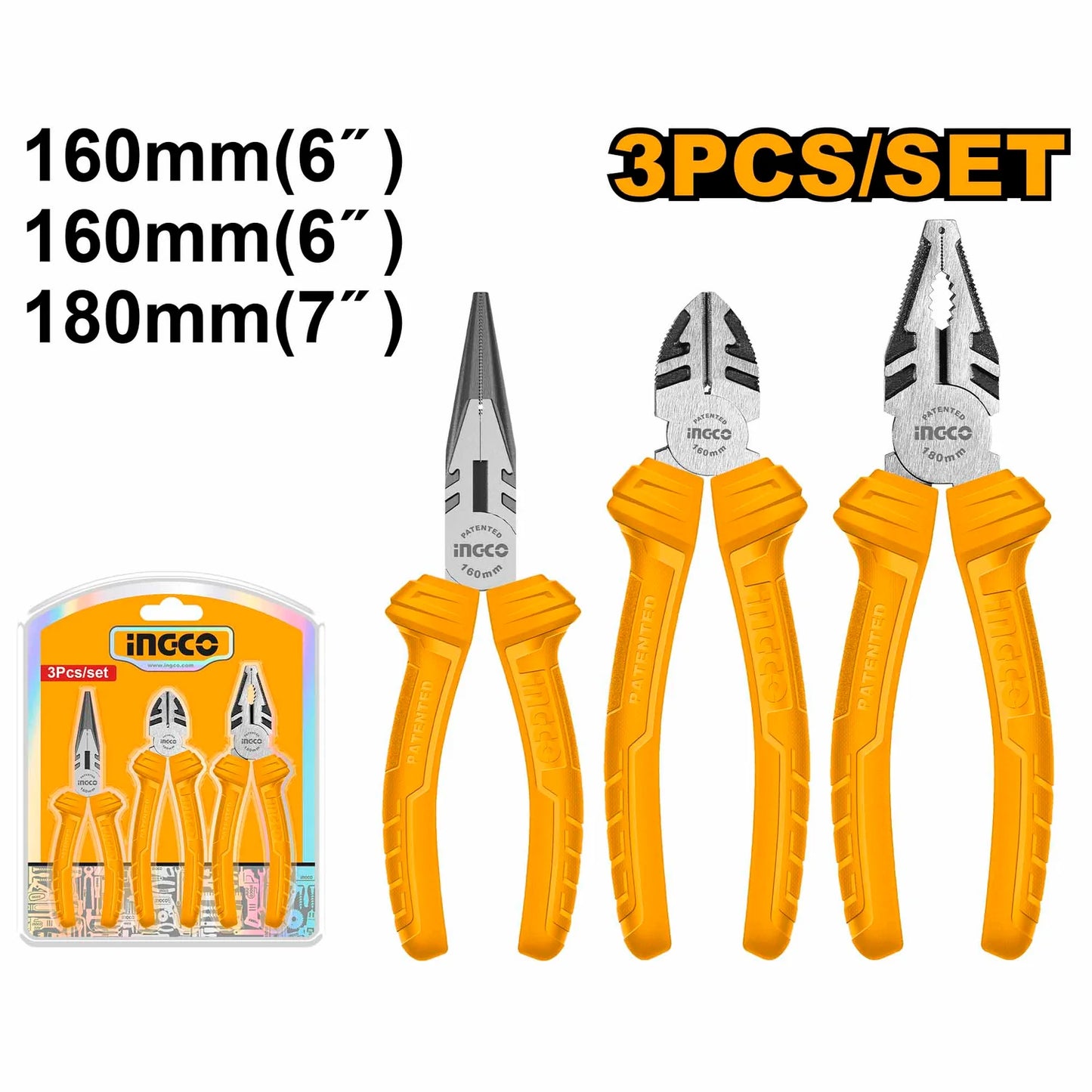 Ingco 3pc Pliers set