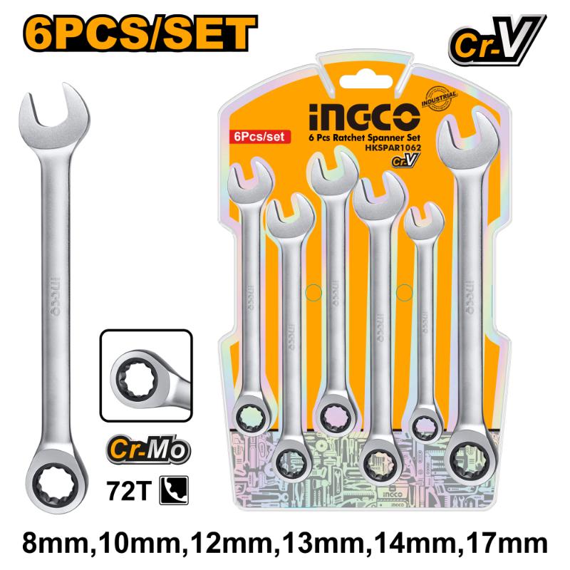 Ingco 6pcs ratchet spanner set