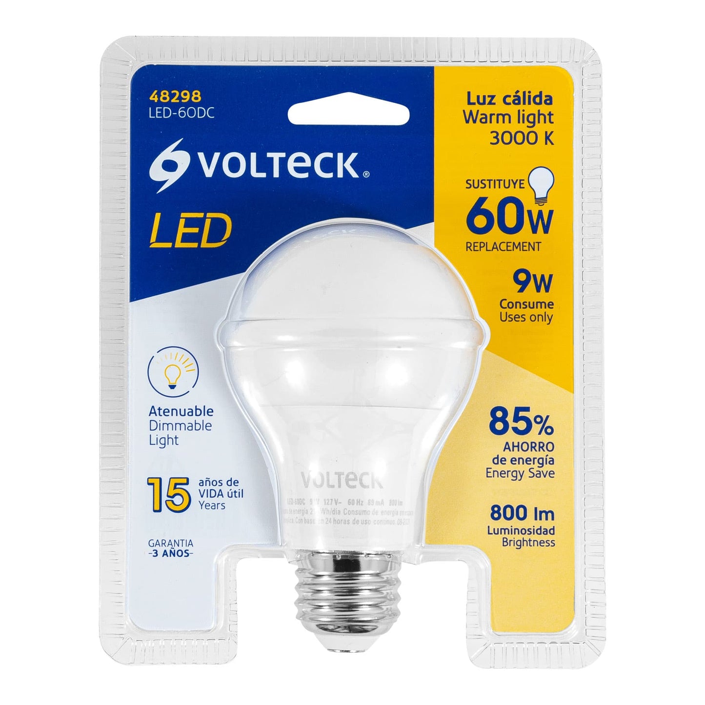 volteck 60w dimmable LED Bulb warm light