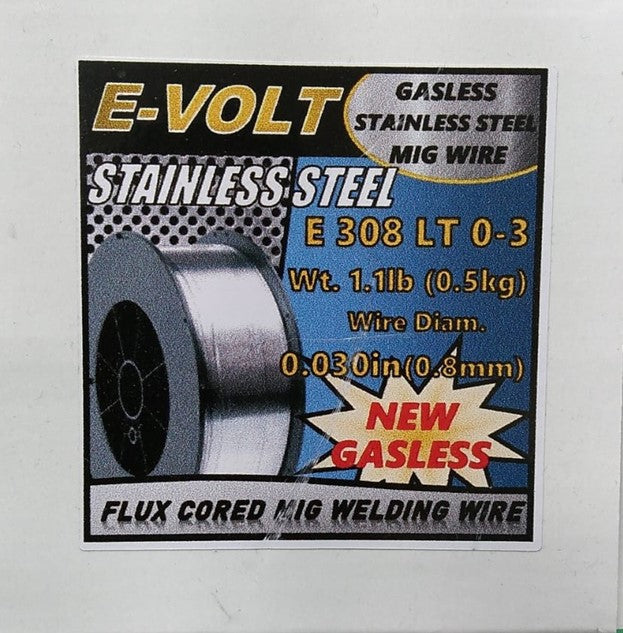 Evolt gasless stainless steel mig wire .5 kg .8mm