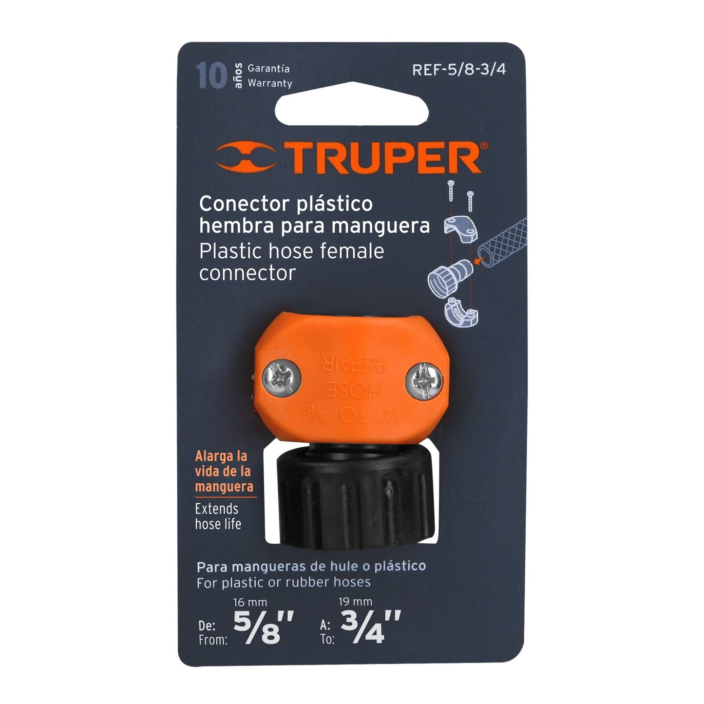 Truper FEMALE PLASTIC CONNECTION 5/8'' - 3/4''