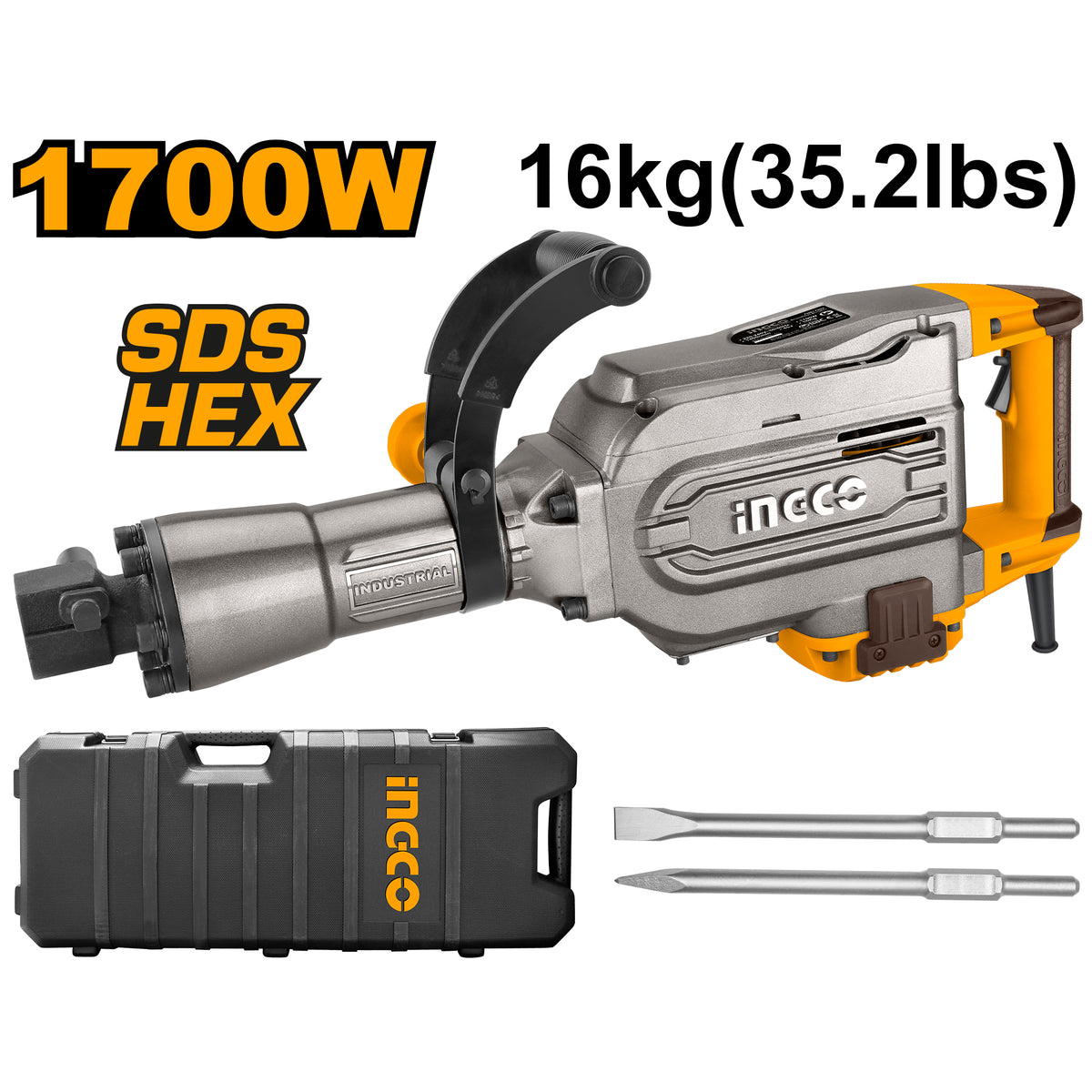 Ingco Demolition Breaker 1700W 2pcs Chisels
