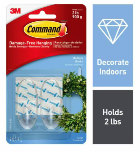 3M Command medium clear hooks