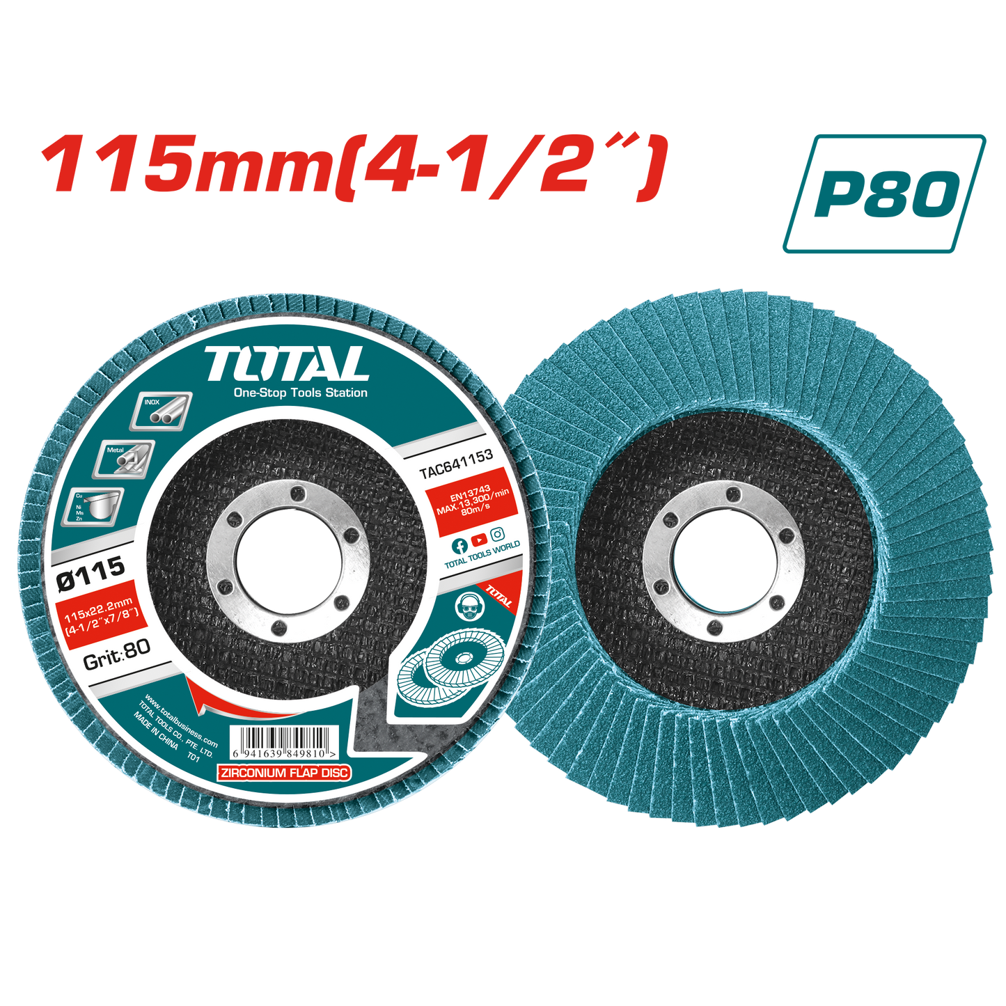 Total Zirconium Flap Disc 115mm (TAC641153)