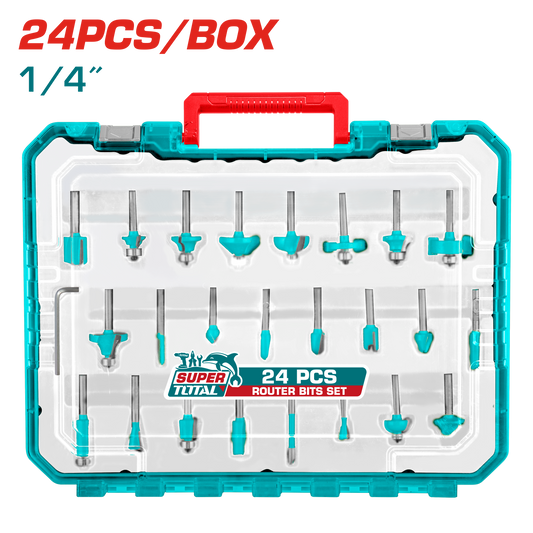 Total 24pc router bit set 1/4 inch set
