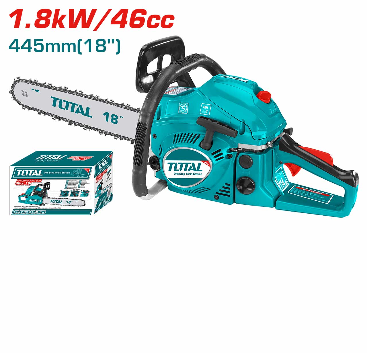 Total Gasoline chain saw 46cc 18 inch