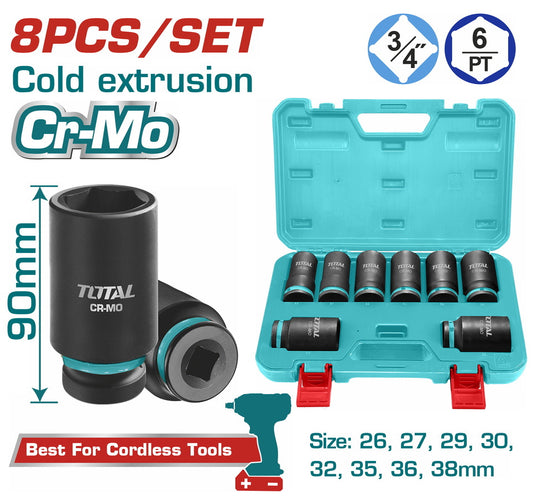 Total 8pc dr impact socket set 3/4 inch