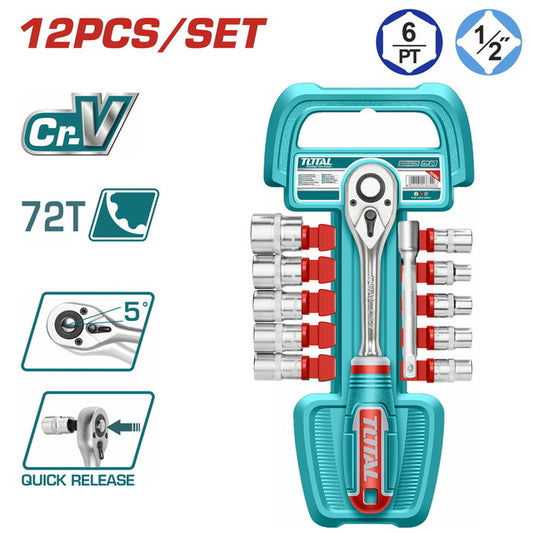 Total 12 pc 1/2" socket set