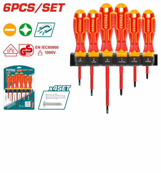 TOTAL 6 Pcs Insulated Screwdriver Set