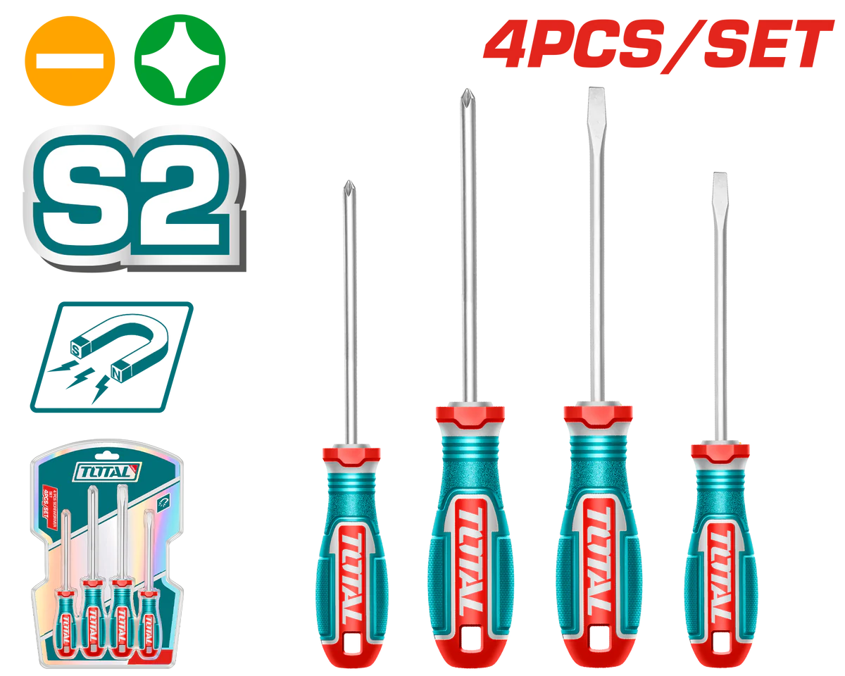 total 4pc screwdriver red series