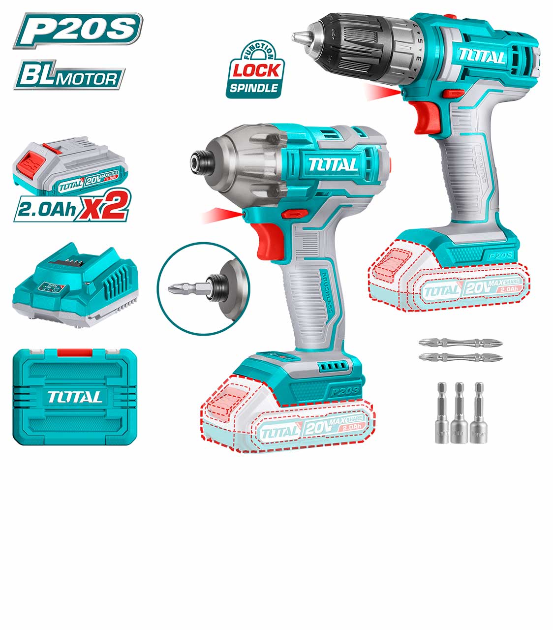 Total 20V cordless drill and driver combo