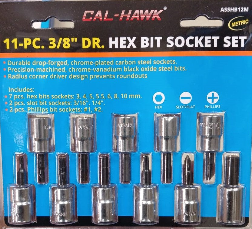 11pc 3/8inch hex bit socket set